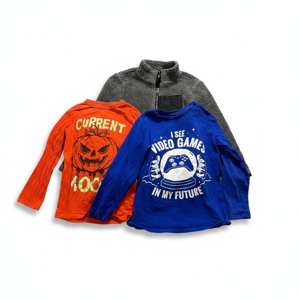 Crazy 8 Childrens Place M 7-8 Gray Fleece Jacket Orange Blue Shirts Lot Casual